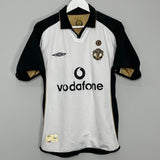 Shop 2001/02 MANCHESTER UNITED *CENTENARY* AWAY/THIRD SHIRT (S) UMBRO, classic football shirts, vintage football shirts & retro soccer jerseys at Cult Kits
