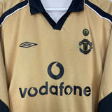 Shop 2001/02 MANCHESTER UNITED *CENTENARY* L/S AWAY/THIRD SHIRT (XL) UMBRO, classic football shirts, vintage football shirts & retro soccer jerseys at Cult Kits