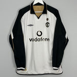 Shop 2001/02 MANCHESTER UNITED *CENTENARY* L/S AWAY/THIRD SHIRT (XL) UMBRO, classic football shirts, vintage football shirts & retro soccer jerseys at Cult Kits
