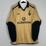 Shop 2001/02 MANCHESTER UNITED *CENTENARY* L/S AWAY/THIRD SHIRT (XL) UMBRO, classic football shirts, vintage football shirts & retro soccer jerseys at Cult Kits