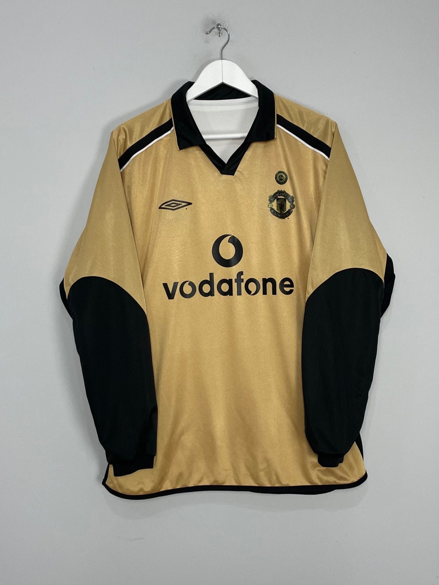 Shop 2001/02 MANCHESTER UNITED *CENTENARY* L/S AWAY/THIRD SHIRT (XL) UMBRO, classic football shirts, vintage football shirts & retro soccer jerseys at Cult Kits