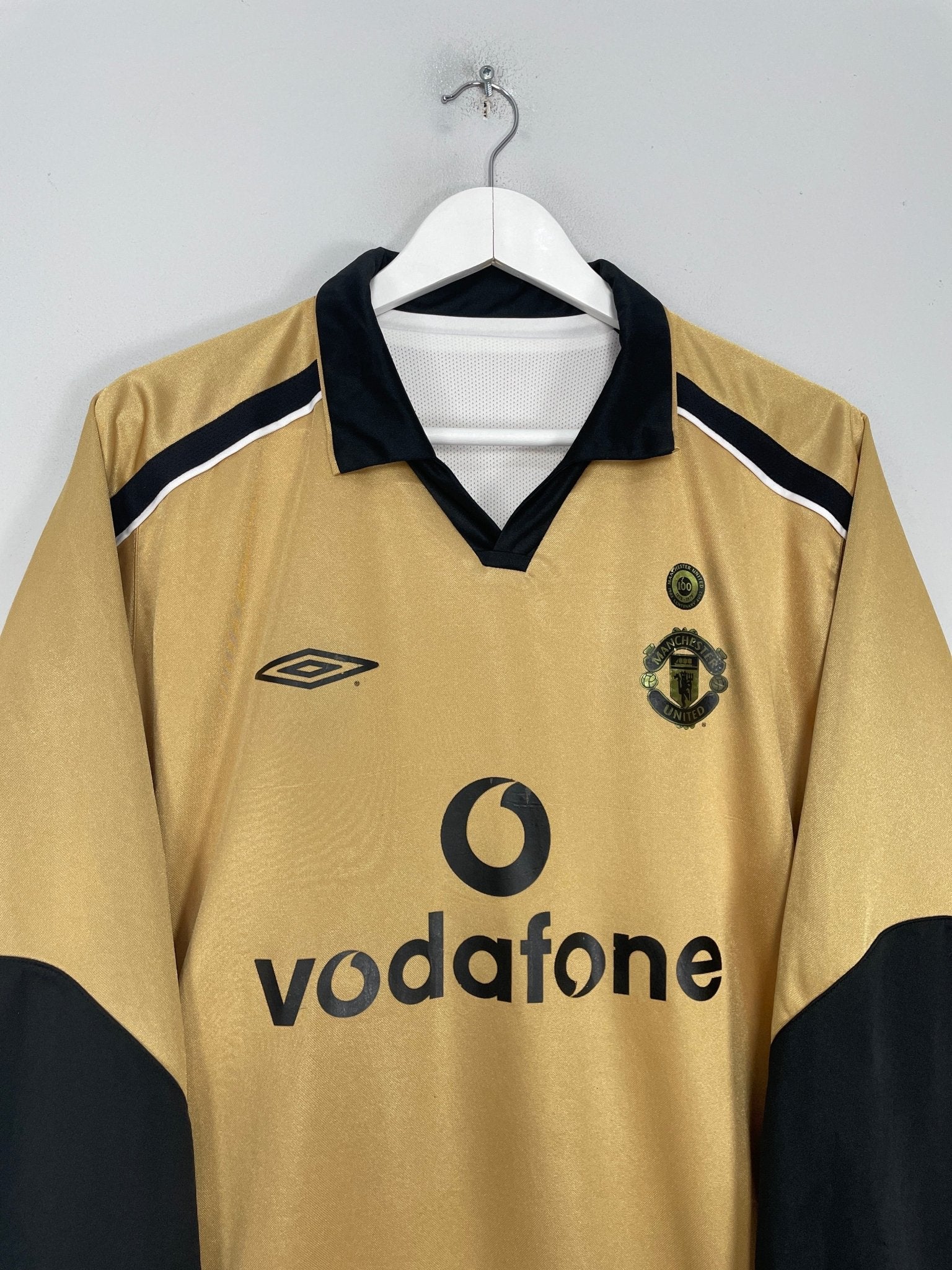 Shop 2001/02 MANCHESTER UNITED *CENTENARY* L/S AWAY/THIRD SHIRT (XL) UMBRO, classic football shirts, vintage football shirts & retro soccer jerseys at Cult Kits