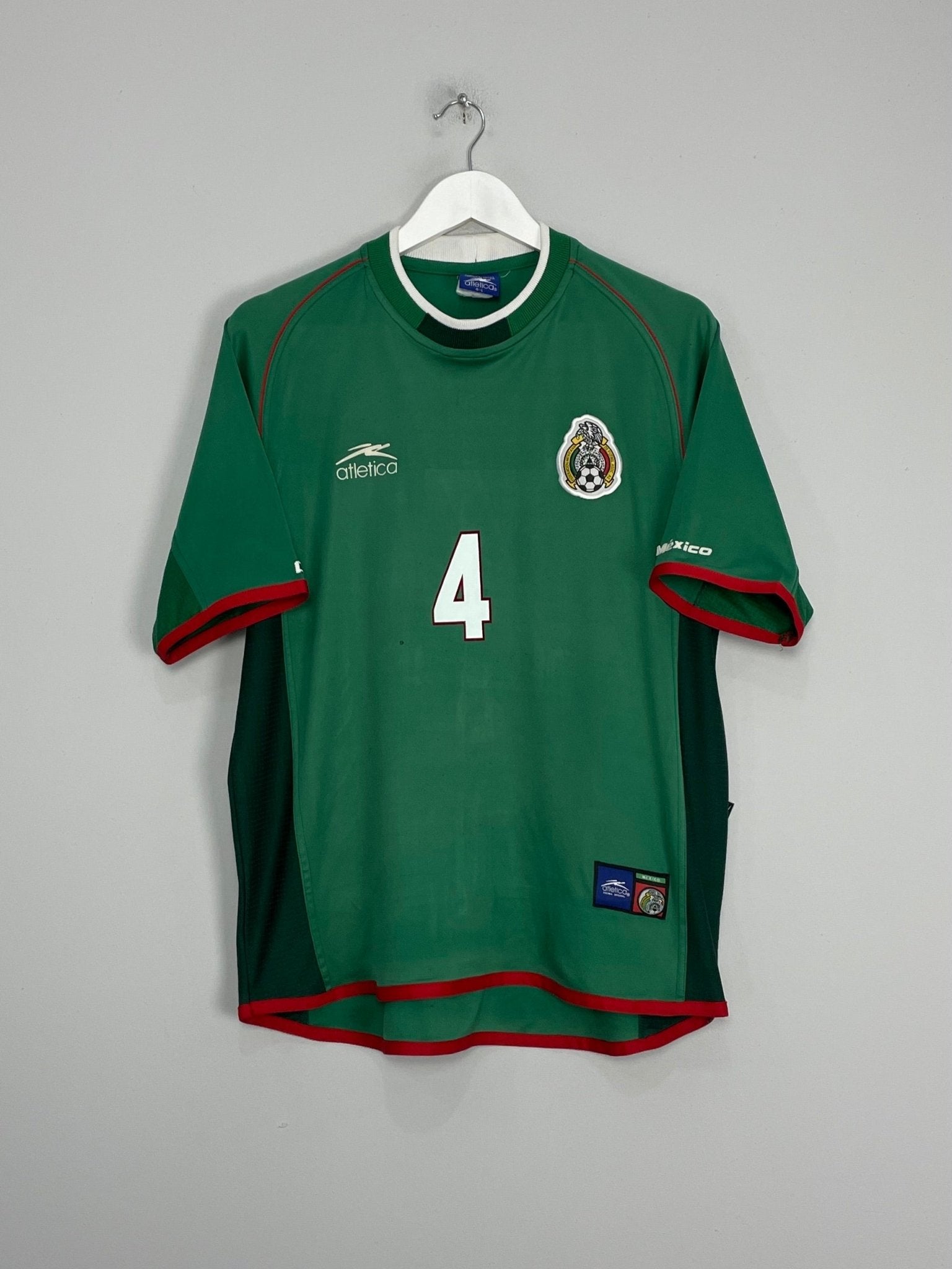 Shop 2001/02 MEXICO MARQUEZ #4 HOME SHIRT (L) ATLETICA, classic football shirts, vintage football shirts & retro soccer jerseys at Cult Kits