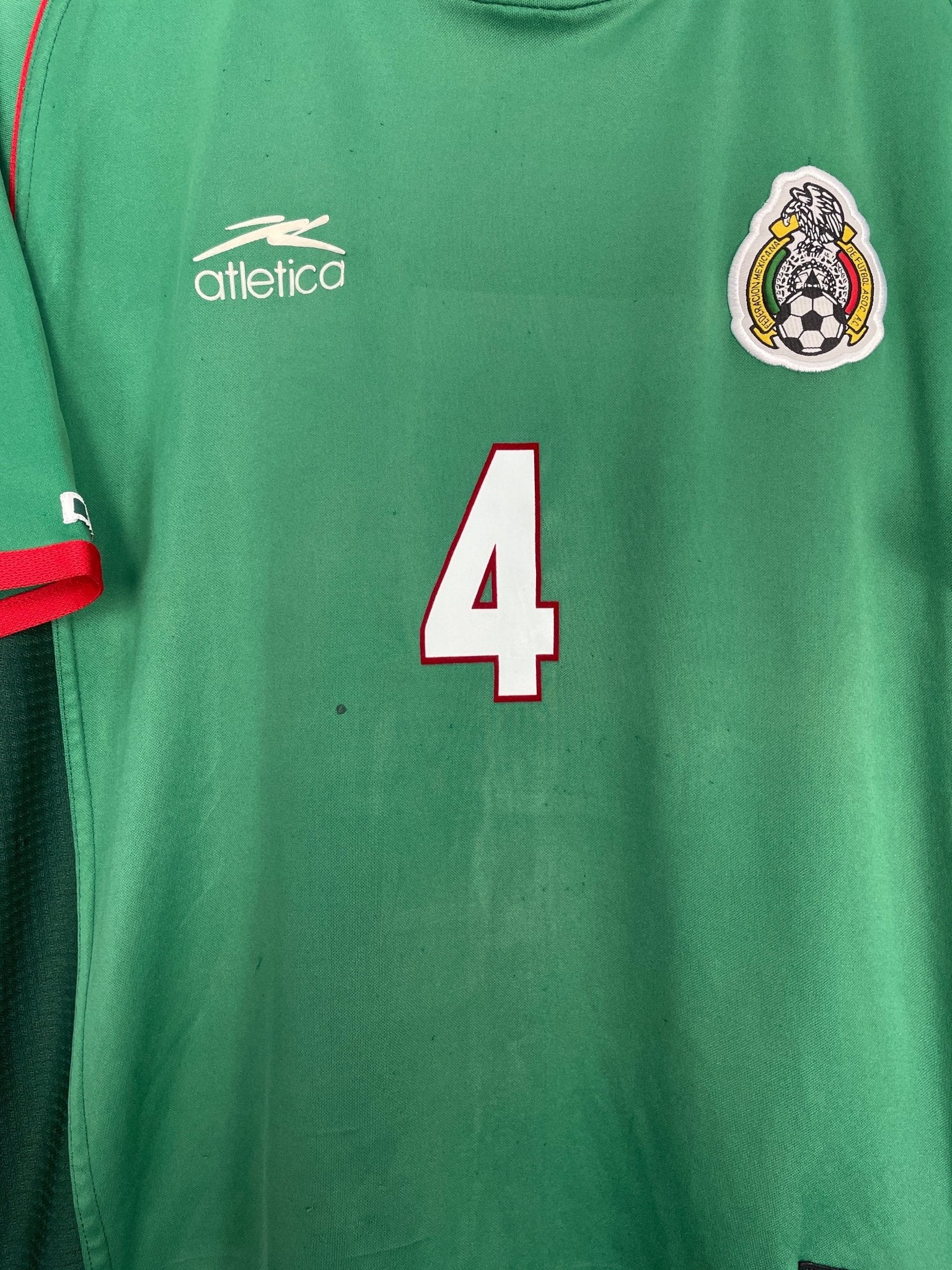 Shop 2001/02 MEXICO MARQUEZ #4 HOME SHIRT (L) ATLETICA, classic football shirts, vintage football shirts & retro soccer jerseys at Cult Kits