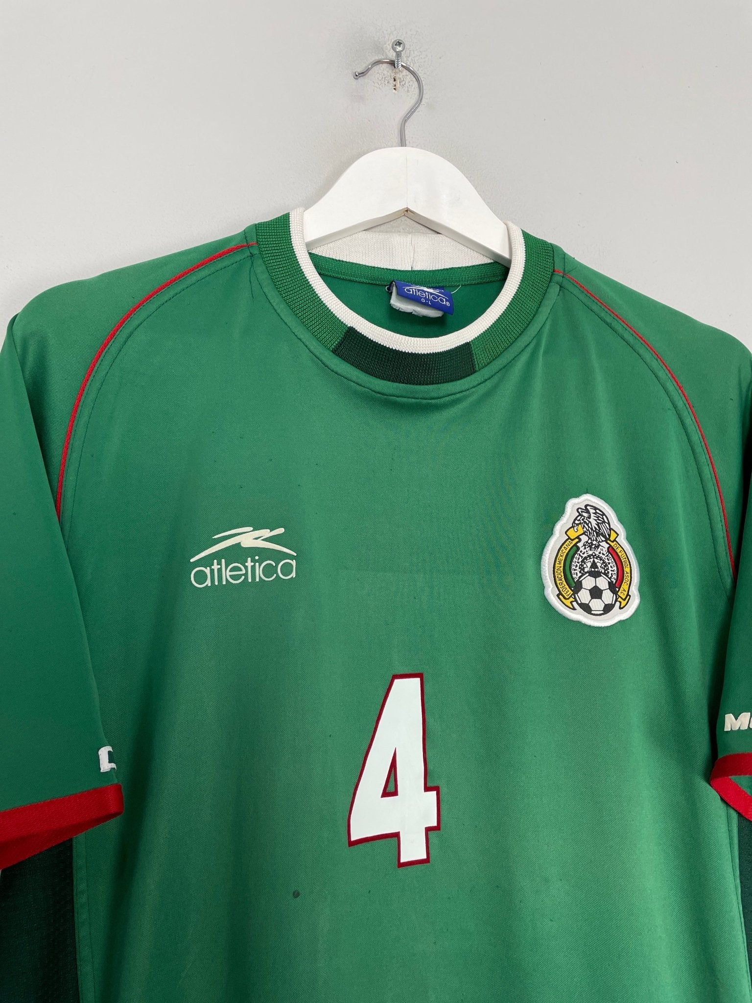 Shop 2001/02 MEXICO MARQUEZ #4 HOME SHIRT (L) ATLETICA, classic football shirts, vintage football shirts & retro soccer jerseys at Cult Kits