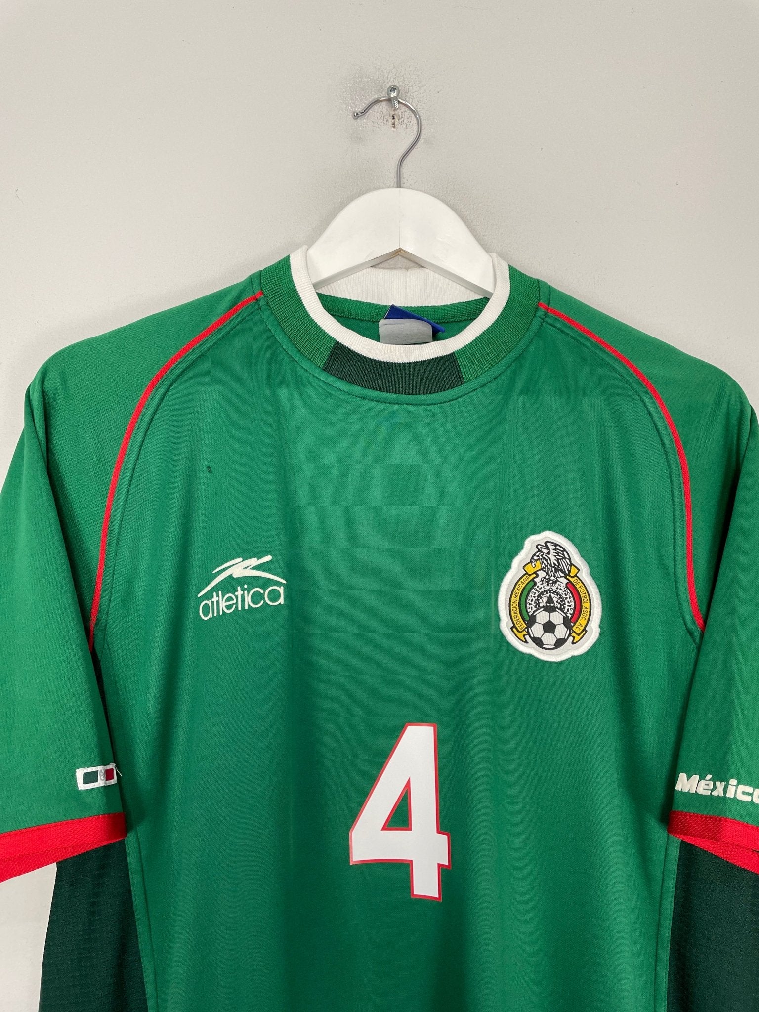 Shop 2001/02 MEXICO R.MARQUEZ #4 HOME SHIRT (XL) ATLETICA, classic football shirts, vintage football shirts & retro soccer jerseys at Cult Kits