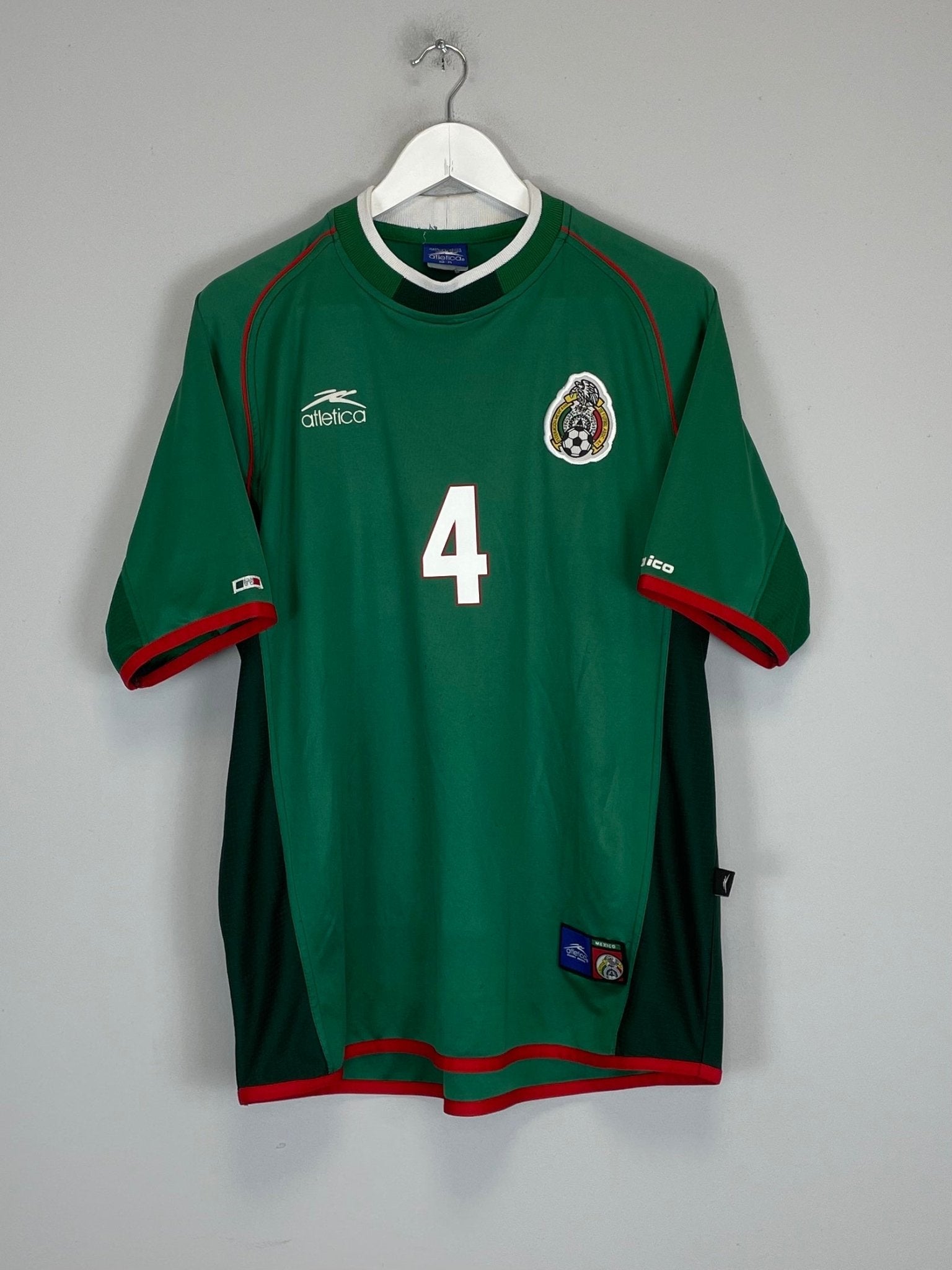 Shop 2001/02 MEXICO R.MARQUEZ #4 HOME SHIRT (XL) ATLETICA, classic football shirts, vintage football shirts & retro soccer jerseys at Cult Kits