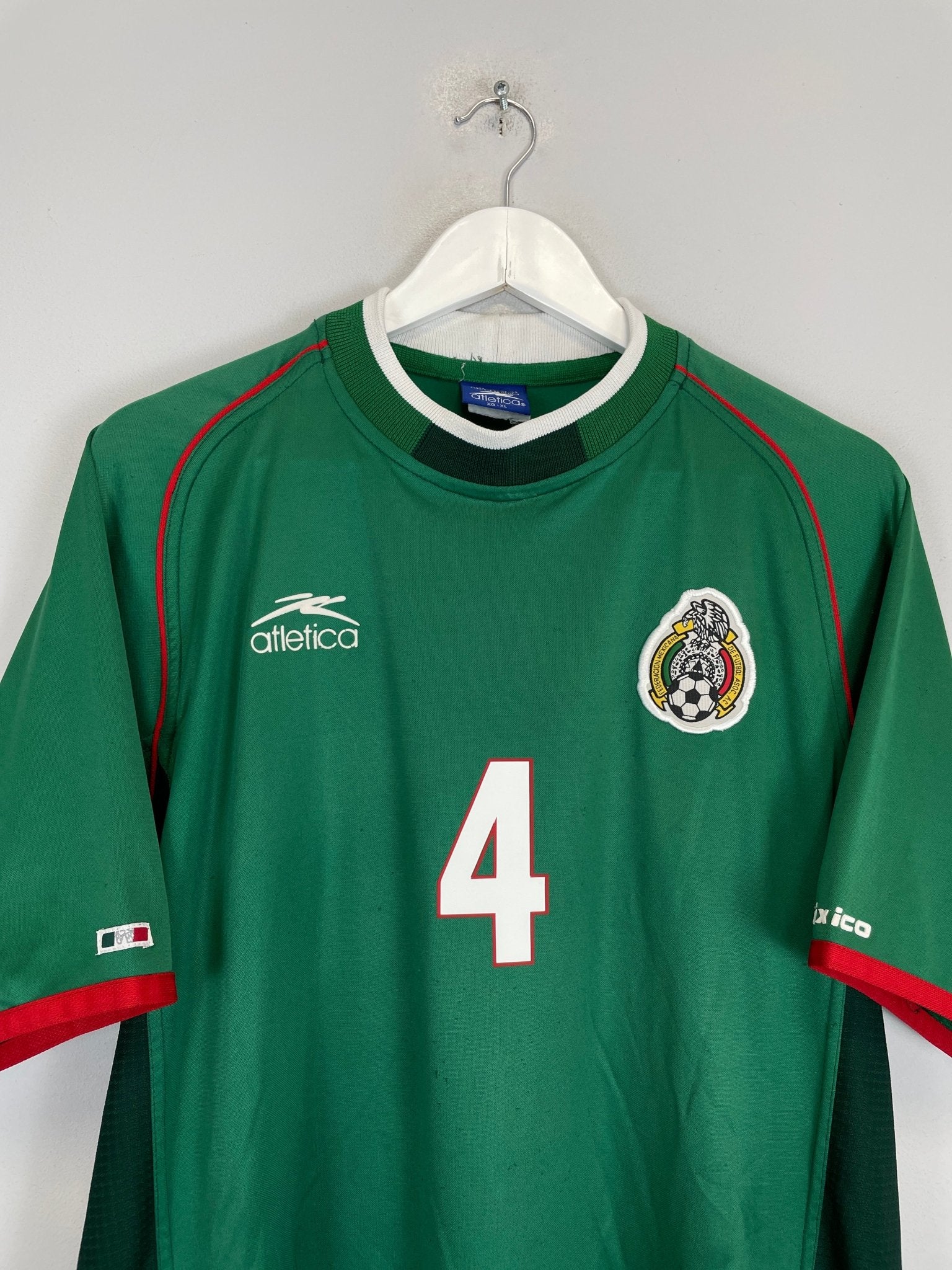 Shop 2001/02 MEXICO R.MARQUEZ #4 HOME SHIRT (XL) ATLETICA, classic football shirts, vintage football shirts & retro soccer jerseys at Cult Kits