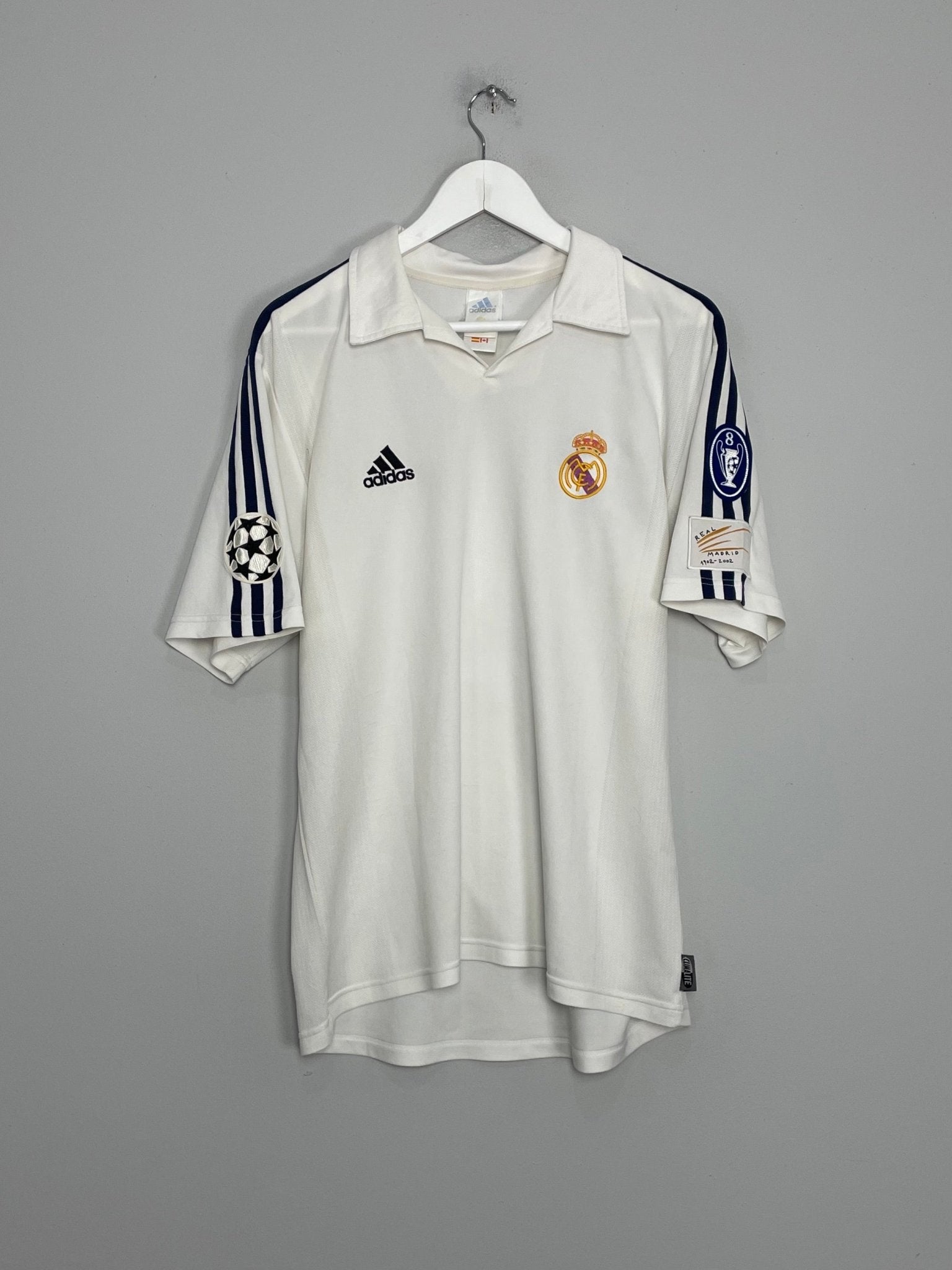 Shop 2001/02 REAL MADRID HIERRO #4 C/L HOME SHIRT (M) ADIDAS, classic football shirts, vintage football shirts & retro soccer jerseys at Cult Kits