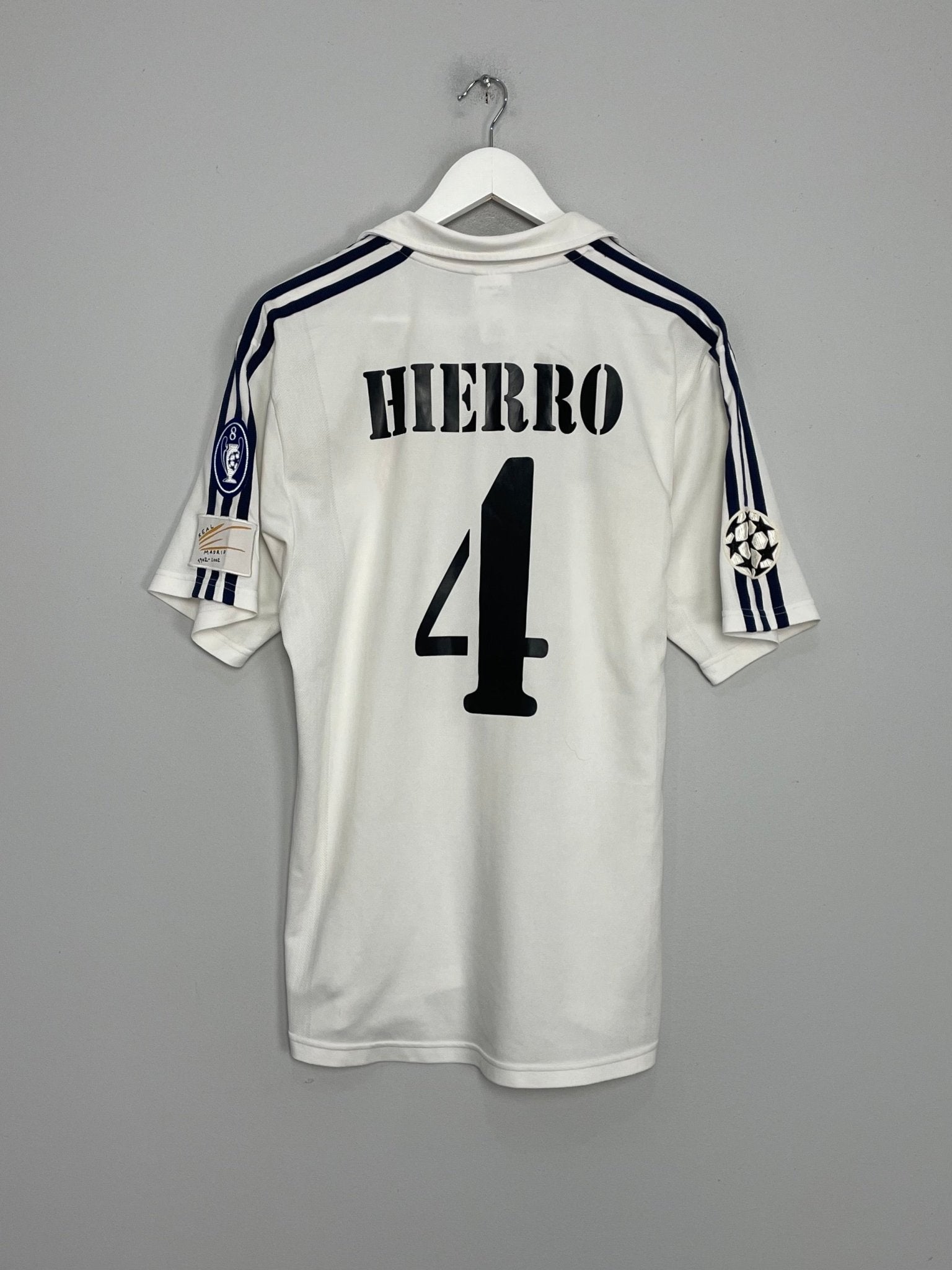 Shop 2001/02 REAL MADRID HIERRO #4 C/L HOME SHIRT (M) ADIDAS, classic football shirts, vintage football shirts & retro soccer jerseys at Cult Kits