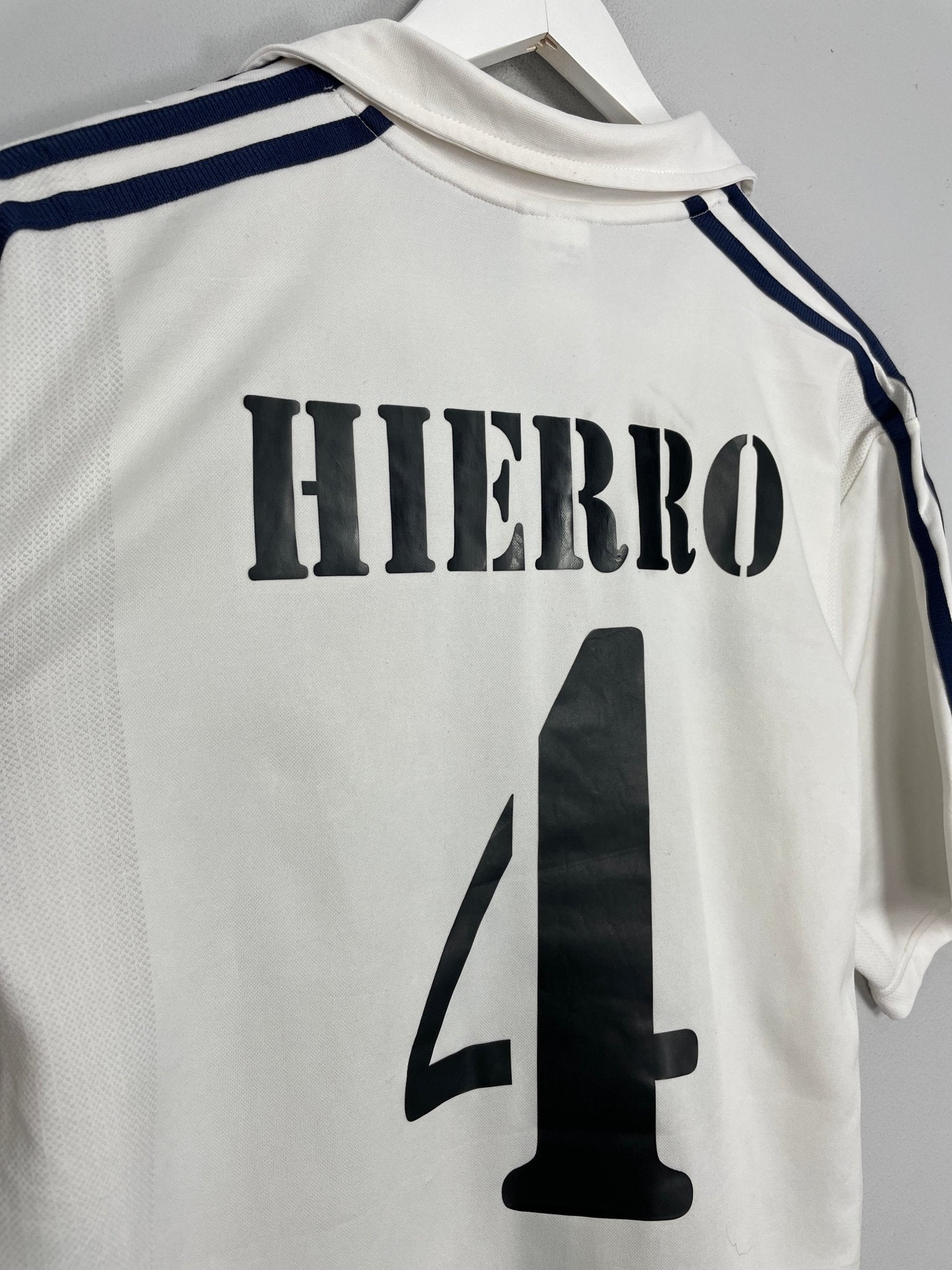 Shop 2001/02 REAL MADRID HIERRO #4 C/L HOME SHIRT (M) ADIDAS, classic football shirts, vintage football shirts & retro soccer jerseys at Cult Kits