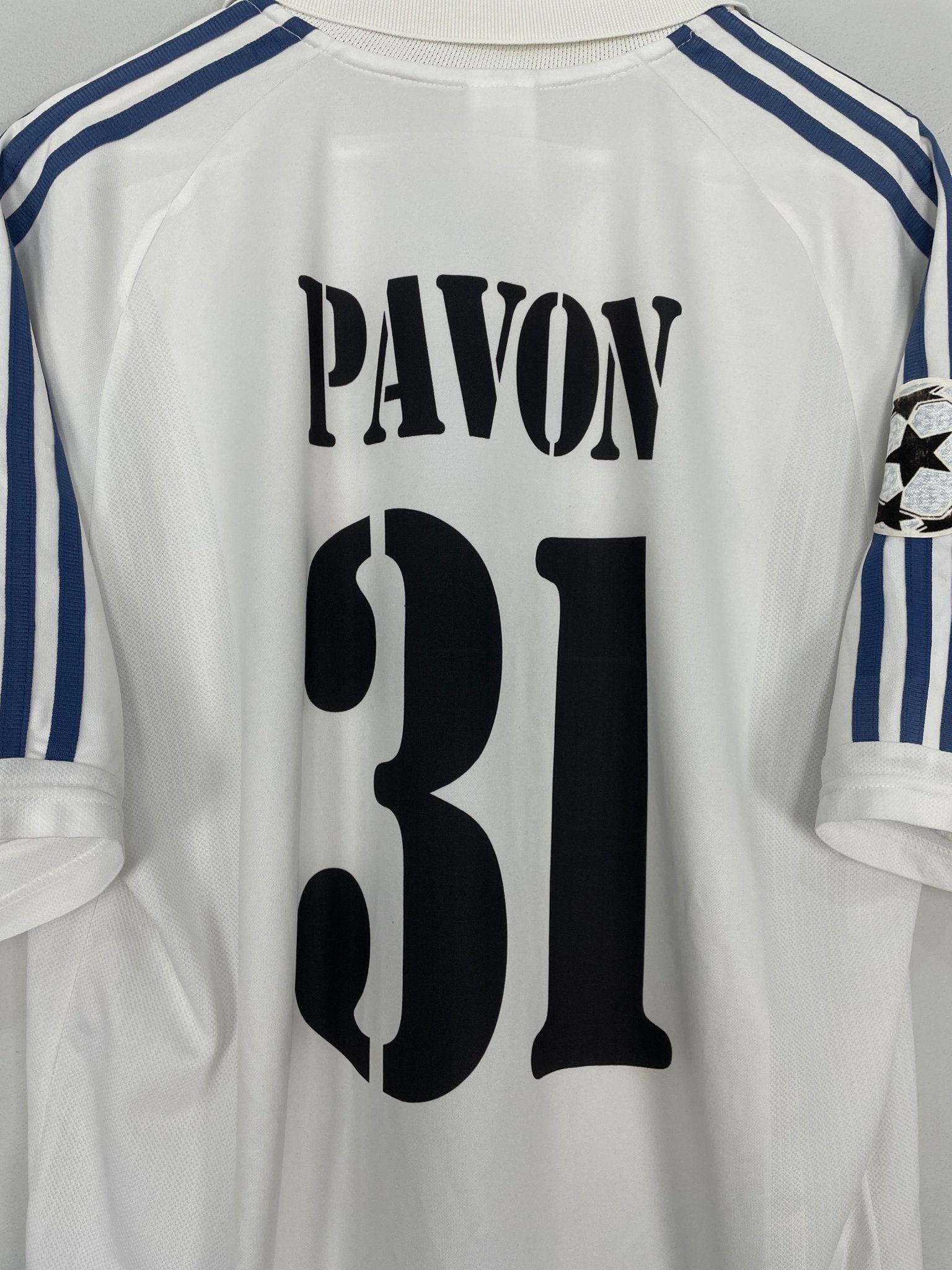 Shop 2001/02 REAL MADRID PAVON #31 *MATCH ISSUE* C/L HOME SHIRT (L) ADIDAS, classic football shirts, vintage football shirts & retro soccer jerseys at Cult Kits