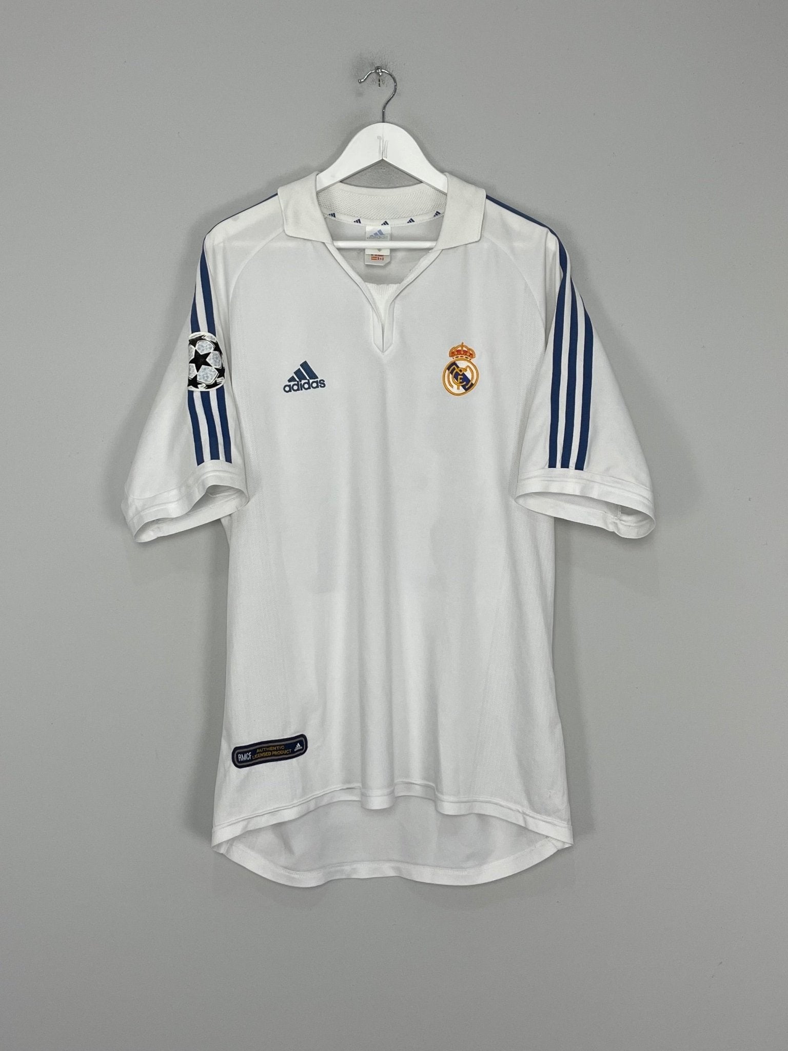 Shop 2001/02 REAL MADRID PAVON #31 *MATCH ISSUE* C/L HOME SHIRT (L) ADIDAS, classic football shirts, vintage football shirts & retro soccer jerseys at Cult Kits