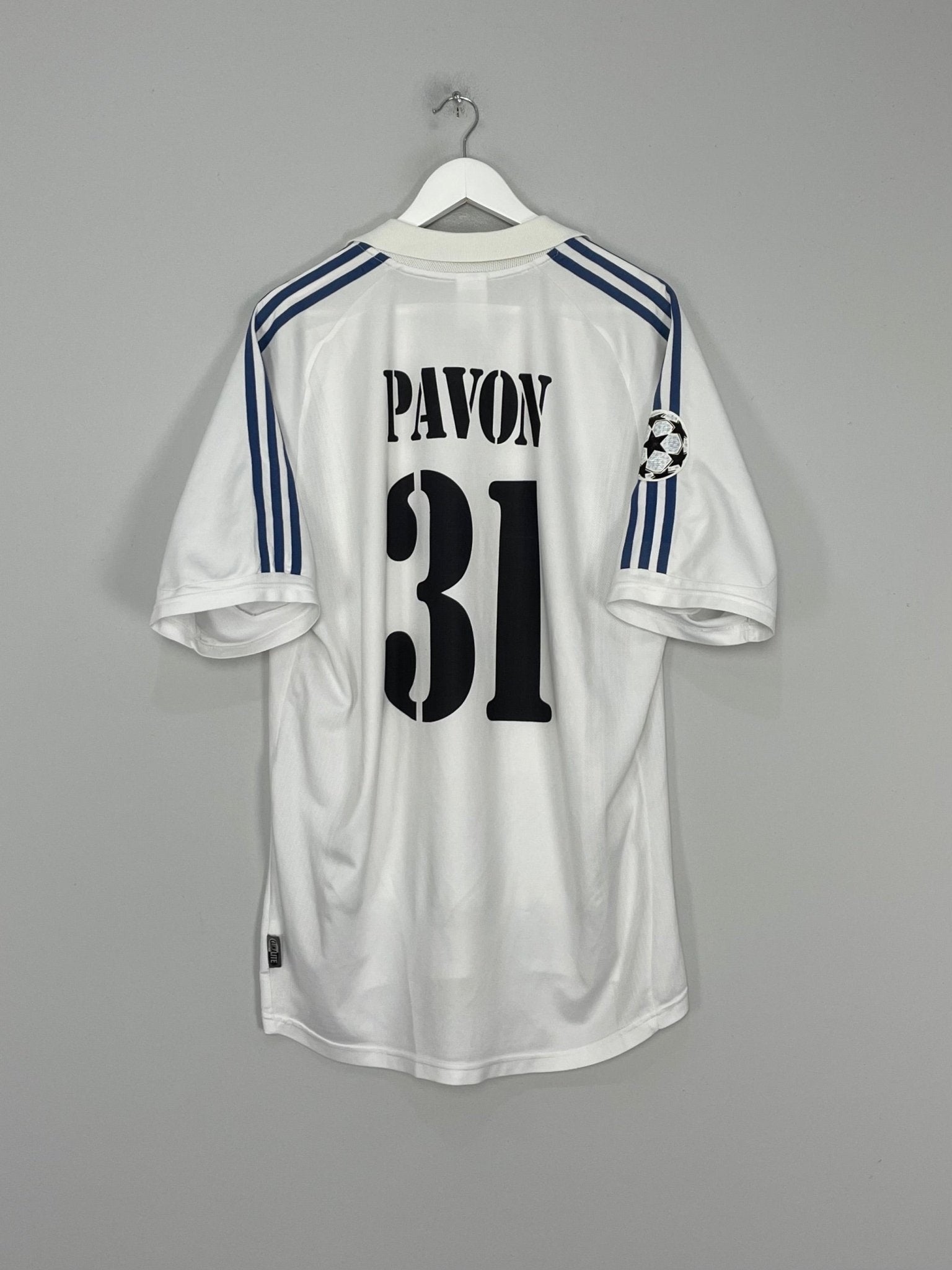 Shop 2001/02 REAL MADRID PAVON #31 *MATCH ISSUE* C/L HOME SHIRT (L) ADIDAS, classic football shirts, vintage football shirts & retro soccer jerseys at Cult Kits
