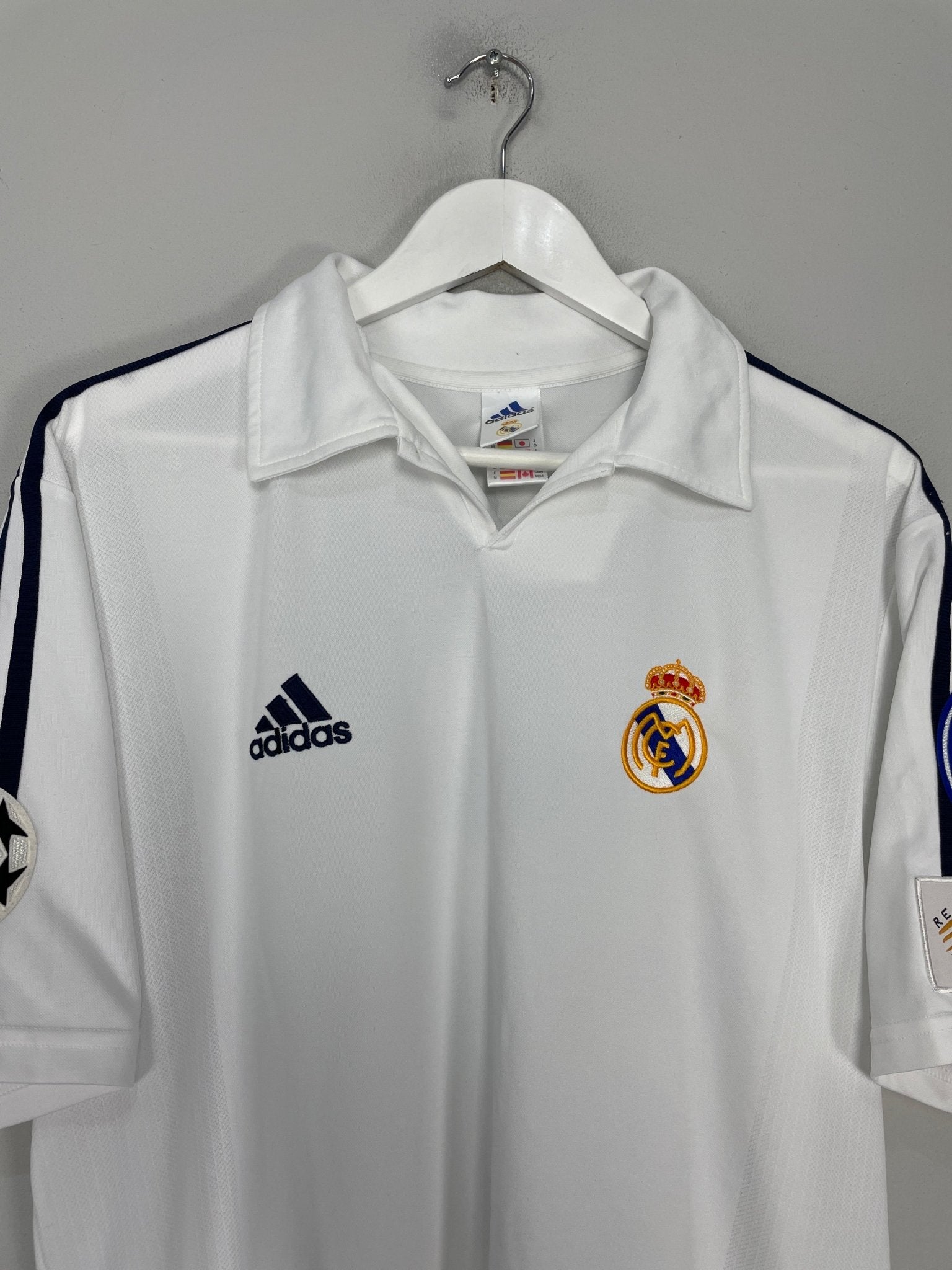 Shop 2001/02 REAL MADRID ZIDANE #5 *CENTENARY* C/L HOME SHIRT (M) ADIDAS, classic football shirts, vintage football shirts & retro soccer jerseys at Cult Kits