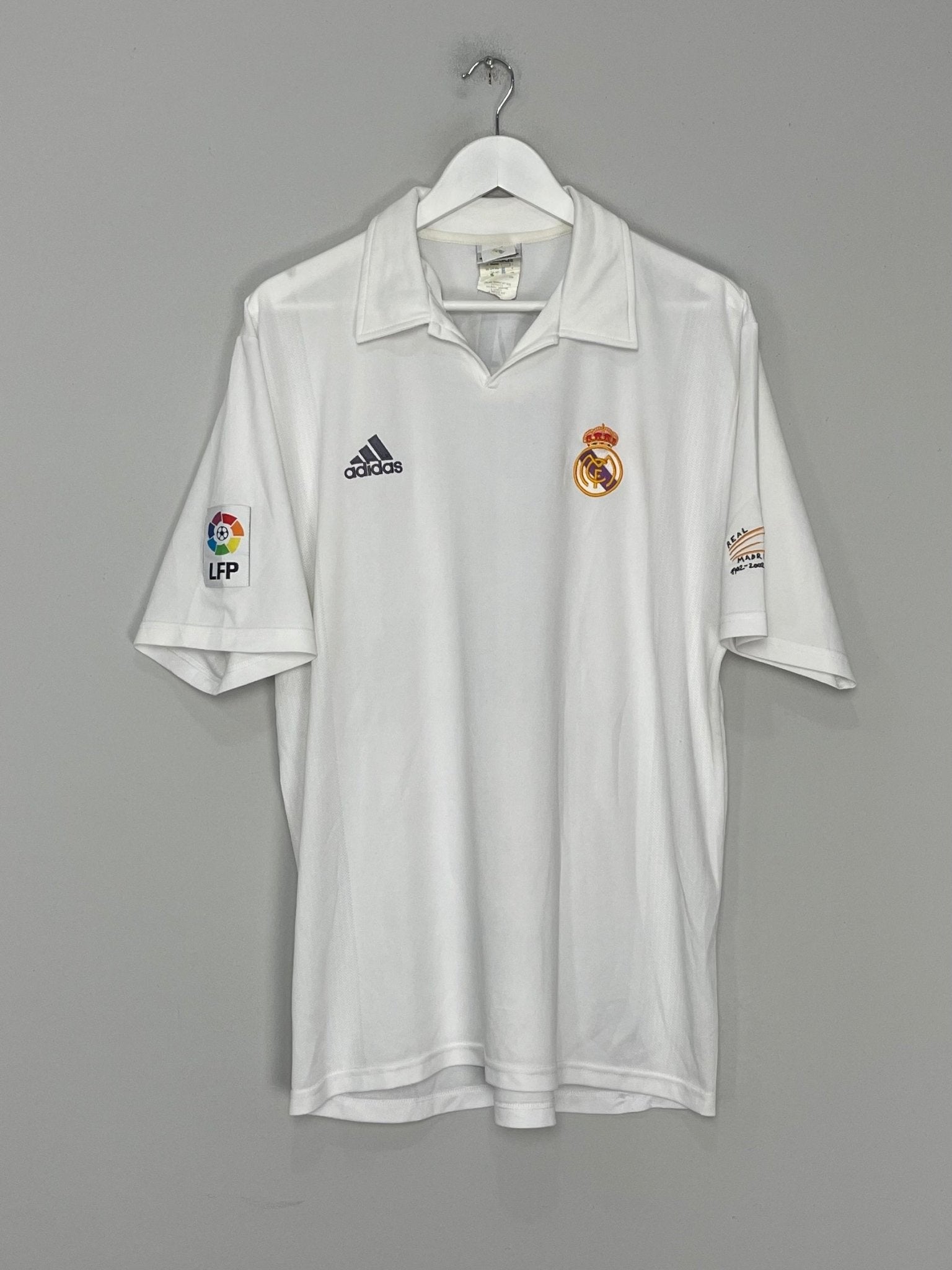 Shop 2001/02 REAL MADRID ZIDANE #5 *CENTENARY* HOME SHIRT (L) ADIDAS, classic football shirts, vintage football shirts & retro soccer jerseys at Cult Kits