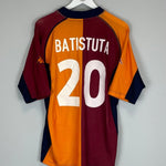 2001/02 ROMA BATISTUTA 20 EUROPEAN HOME SHIRT (XL) KAPPA - Cult Kits - XL - Buy Vintage Football Shirts, Authentic Retro Football Shirts For Sale, Classic Football Shirts & Soccer Jersey