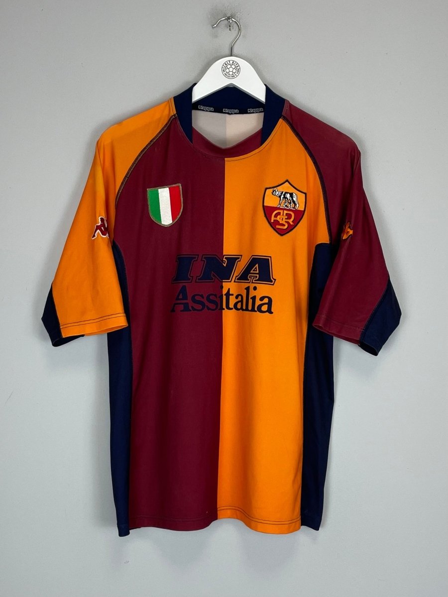 2001/02 ROMA BATISTUTA 20 EUROPEAN HOME SHIRT (XL) KAPPA - Cult Kits - XL - Buy Vintage Football Shirts, Authentic Retro Football Shirts For Sale, Classic Football Shirts & Soccer Jersey