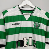 Shop 2001/03 CELTIC LARSSON #7 HOME SHIRT (L) UMBRO, classic football shirts, vintage football shirts & retro soccer jerseys at Cult Kits
