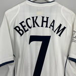Shop 2001/03 ENGLAND BECKHAM #7 HOME SHIRT (L) UMBRO, classic football shirts, vintage football shirts & retro soccer jerseys at Cult Kits