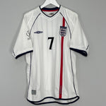 Shop 2001/03 ENGLAND BECKHAM #7 HOME SHIRT (L) UMBRO, classic football shirts, vintage football shirts & retro soccer jerseys at Cult Kits