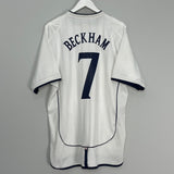 Shop 2001/03 ENGLAND BECKHAM #7 HOME SHIRT (XL) UMBRO, classic football shirts, vintage football shirts & retro soccer jerseys at Cult Kits