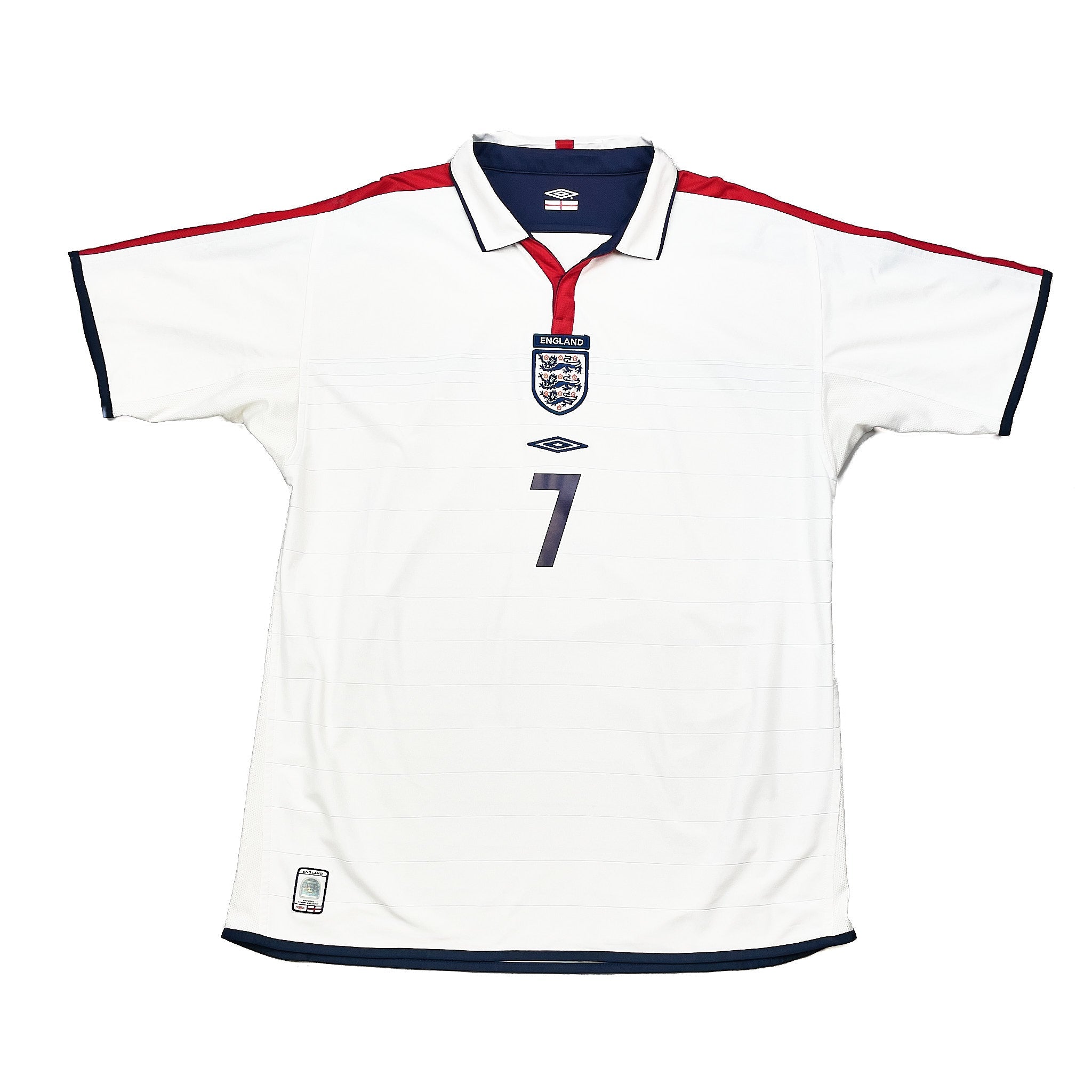 Buy 2001/03 England Beckham 7 Home Shirt (XL) Umbro ~ Free worldwide shipping ~ Authentic Vintage Football Shirts from Cult Kits