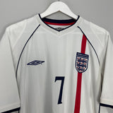 Shop 2001/03 ENGLAND BECKHAM #7 HOME SHIRT (XL) UMBRO, classic football shirts, vintage football shirts & retro soccer jerseys at Cult Kits