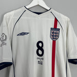 Shop 2001/03 ENGLAND SCHOLES #8 HOME SHIRT (S) UMBRO, classic football shirts, vintage football shirts & retro soccer jerseys at Cult Kits