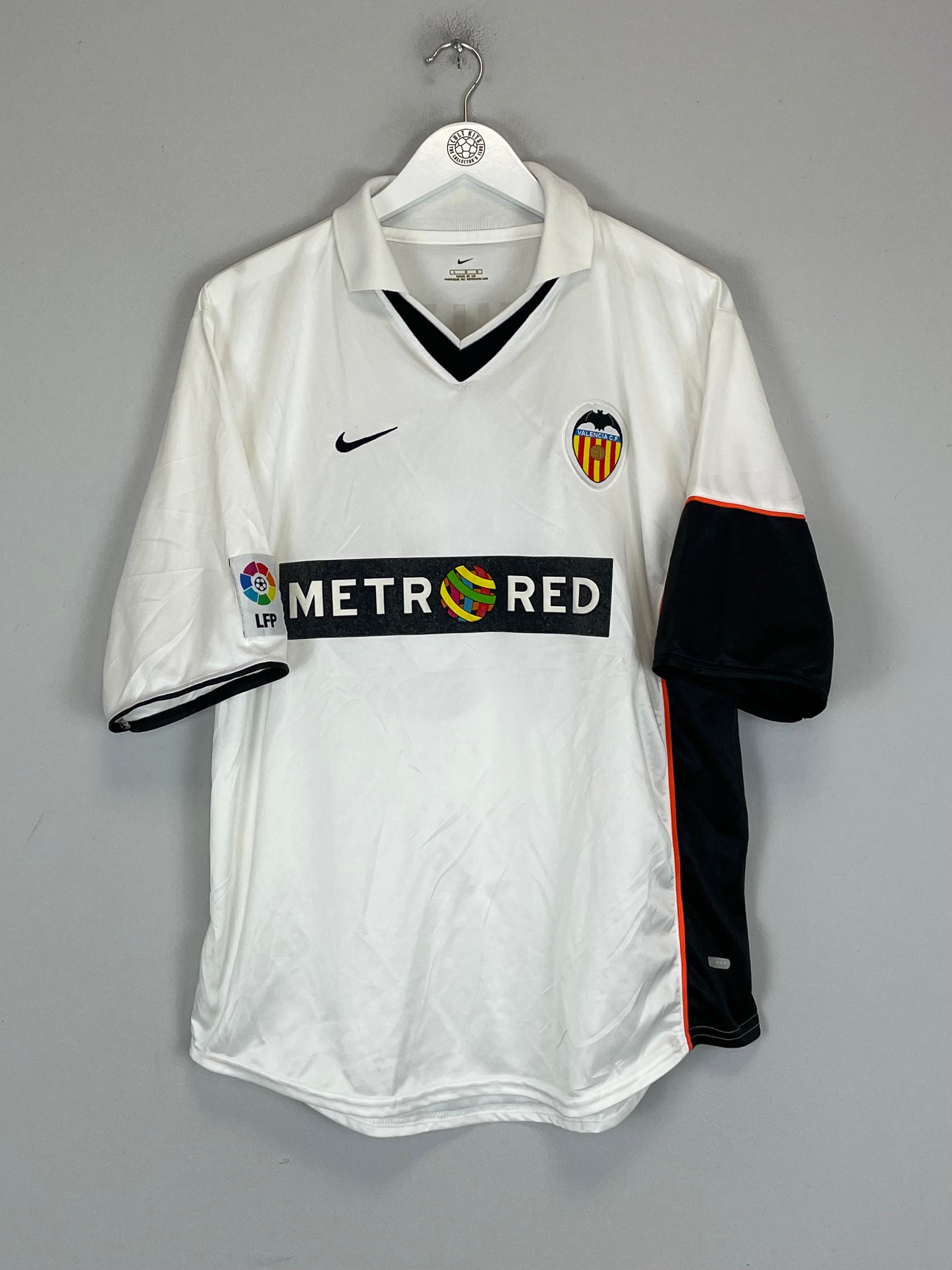 2001/02 VALENCIA KILY #18 HOME SHIRT (L) NIKE WHITE BLACK ORANGE SLEEVE LFP