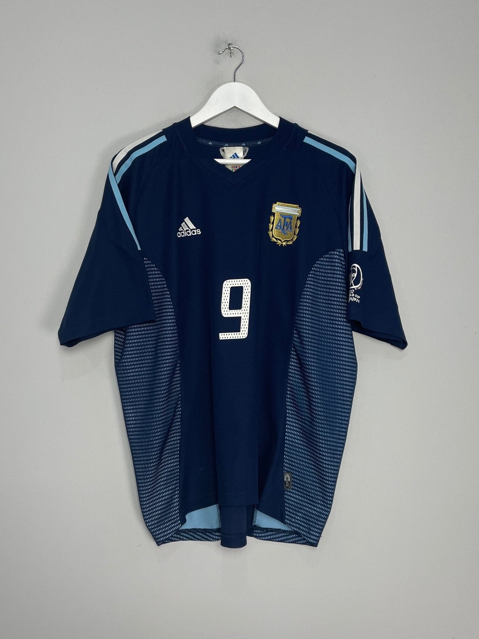 Shop 2002/03 ARGENTINA BATISTUTA #9 AWAY SHIRT (L) ADIDAS, classic football shirts, vintage football shirts & retro soccer jerseys at Cult Kits