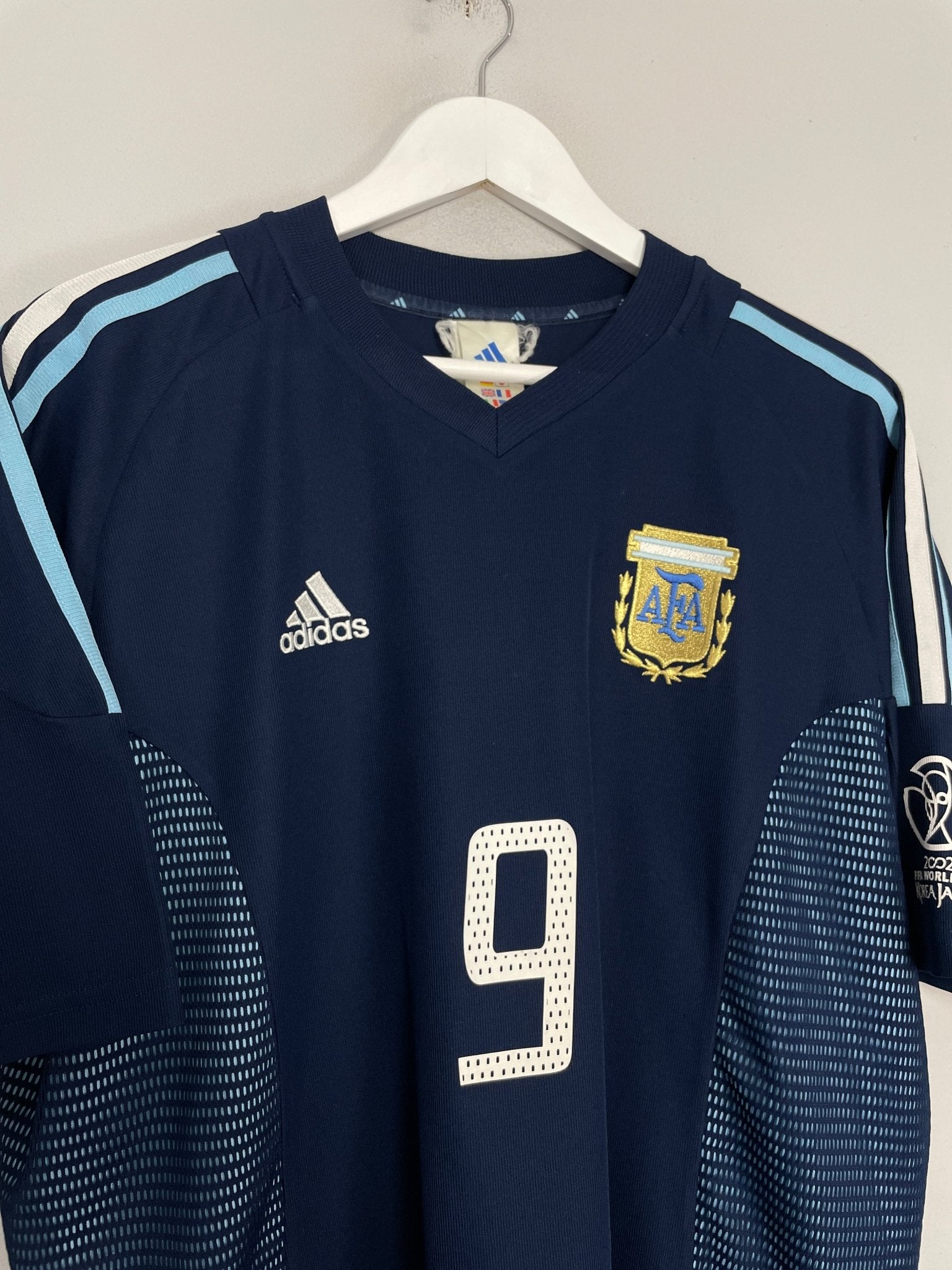 Shop 2002/03 ARGENTINA BATISTUTA #9 AWAY SHIRT (L) ADIDAS, classic football shirts, vintage football shirts & retro soccer jerseys at Cult Kits