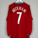 2002/03 ENGLAND BECKHAM 7 L/S AWAY SHIRT (L) UMBRO - Cult Kits - Large - Buy Vintage Football Shirts, Authentic Retro Football Shirts For Sale, Classic Football Shirts & Soccer Jersey
