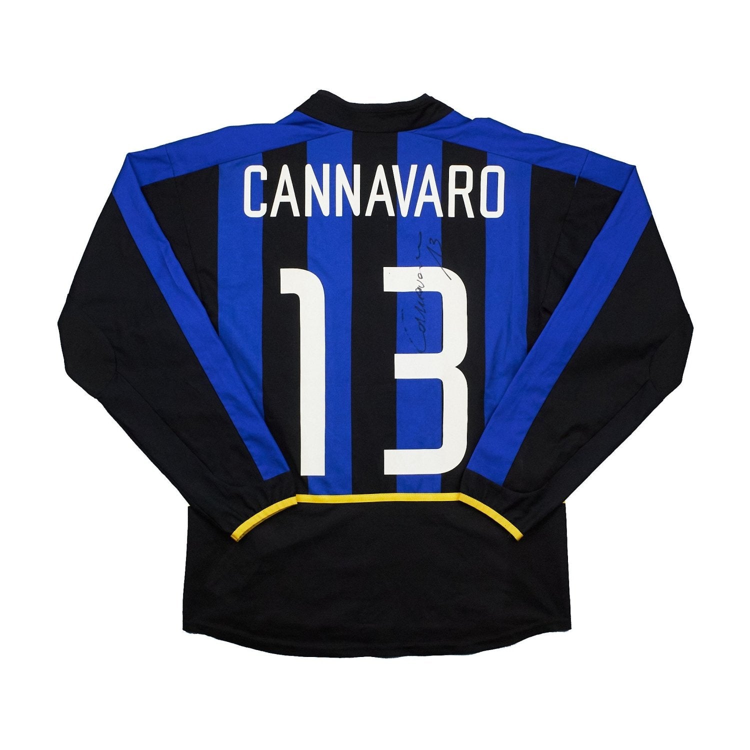 Buy 2002/03 Inter Milan Cannavaro 13 *Signed* L/S Home Shirt (S) Nike ~ Free worldwide shipping ~ Authentic Vintage Football Shirts from Cult Kits