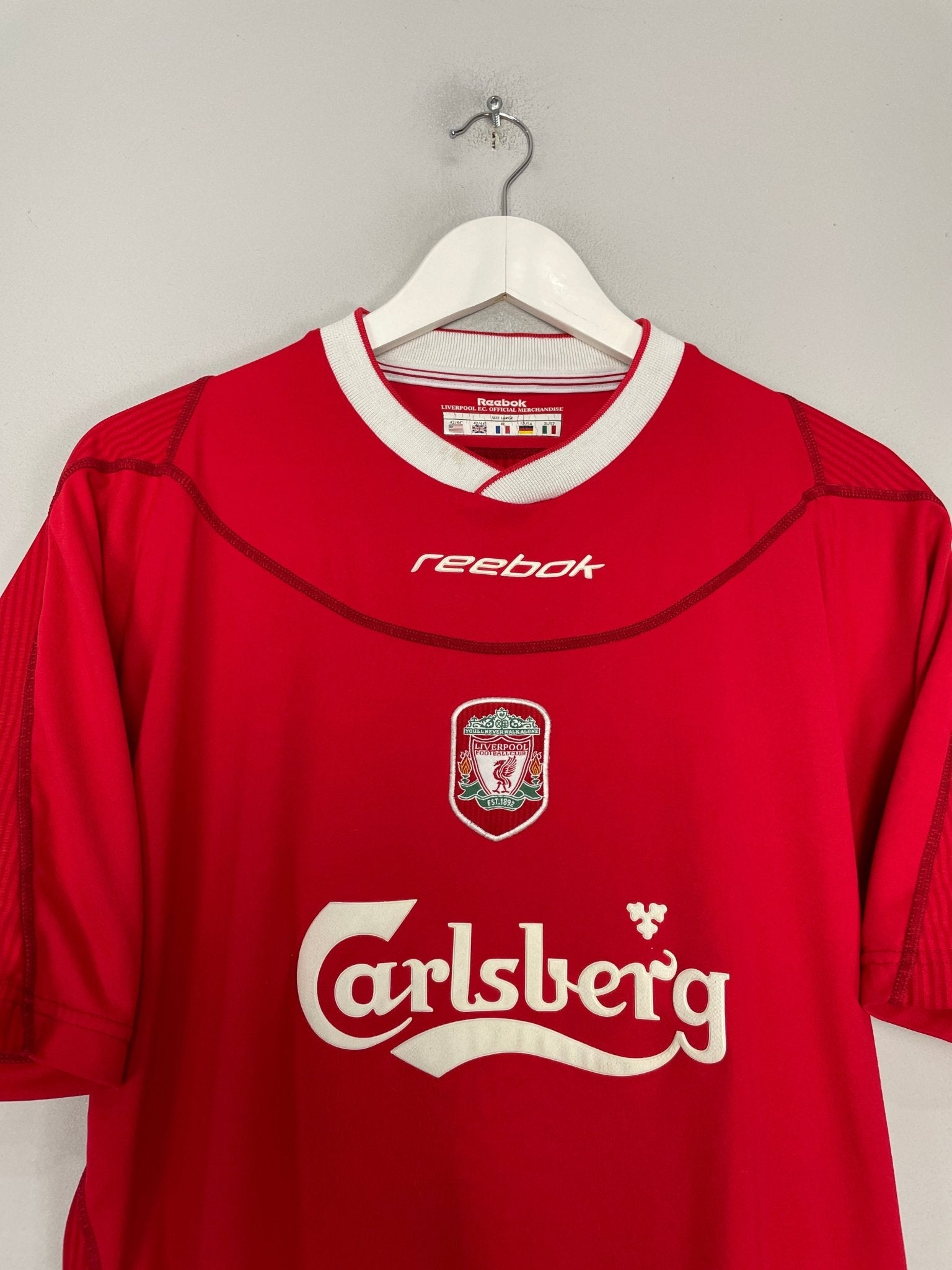 Shop 2002/03 LIVERPOOL BAROS #5 HOME SHIRT (L) REEBOK, classic football shirts, vintage football shirts & retro soccer jerseys at Cult Kits