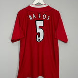 Shop 2002/03 LIVERPOOL BAROS #5 HOME SHIRT (L) REEBOK, classic football shirts, vintage football shirts & retro soccer jerseys at Cult Kits