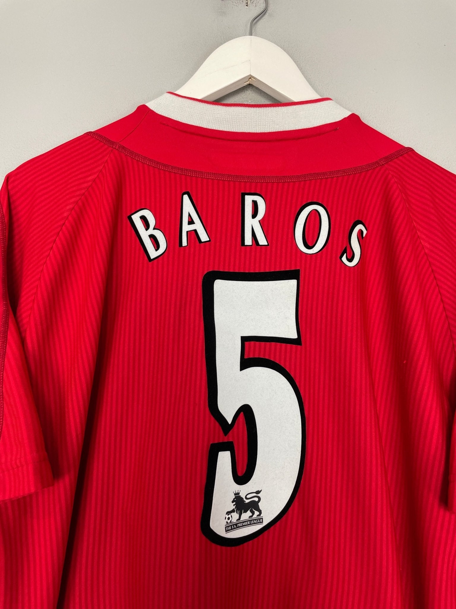 Shop 2002/03 LIVERPOOL BAROS #5 HOME SHIRT (L) REEBOK, classic football shirts, vintage football shirts & retro soccer jerseys at Cult Kits