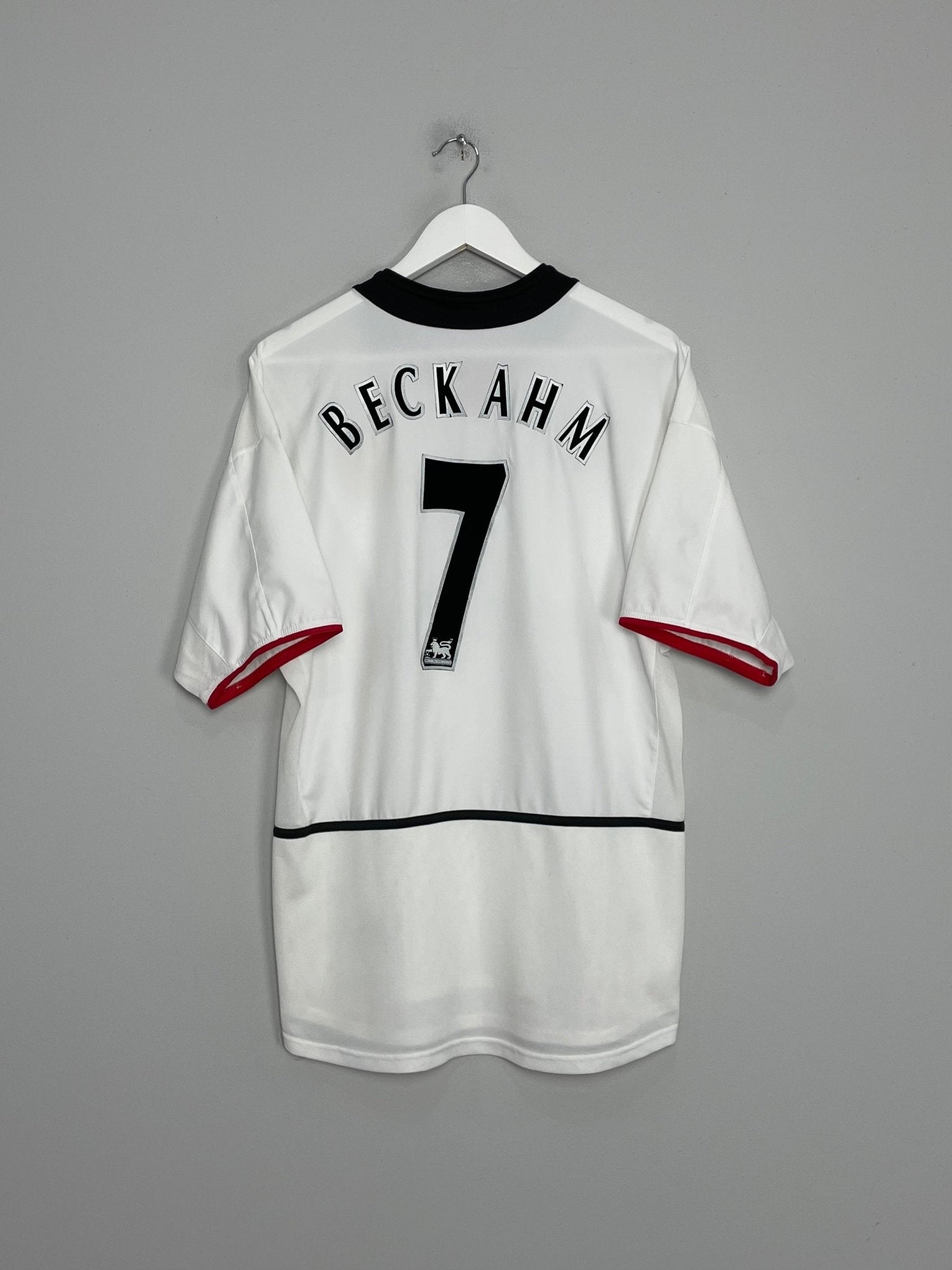 Shop 2002/03 MANCHESTER UNITED **BECKAHM** #7 AWAY SHIRT (M) NIKE, classic football shirts, vintage football shirts & retro soccer jerseys at Cult Kits