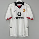 Shop 2002/03 MANCHESTER UNITED BECKHAM #7 AWAY SHIRT (M) NIKE, classic football shirts, vintage football shirts & retro soccer jerseys at Cult Kits