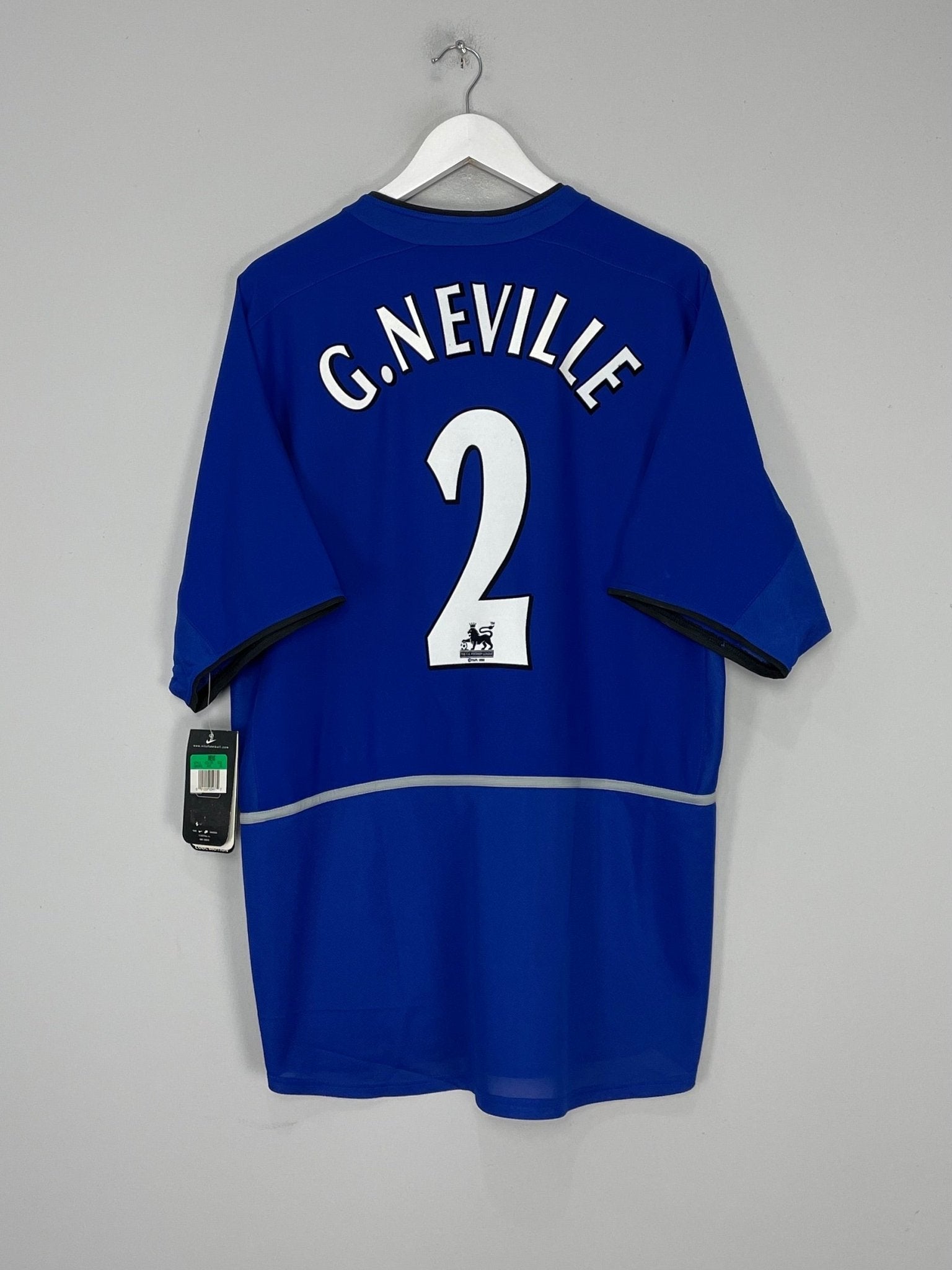 Shop 2002/03 MANCHESTER UNITED G.NEVILLE #2 *BNWT* THIRD SHIRT (XL) NIKE, classic football shirts, vintage football shirts & retro soccer jerseys at Cult Kits