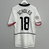 Shop 2002/03 MANCHESTER UNITED SCHOLES #18 C/L AWAY SHIRT (M) NIKE, classic football shirts, vintage football shirts & retro soccer jerseys at Cult Kits