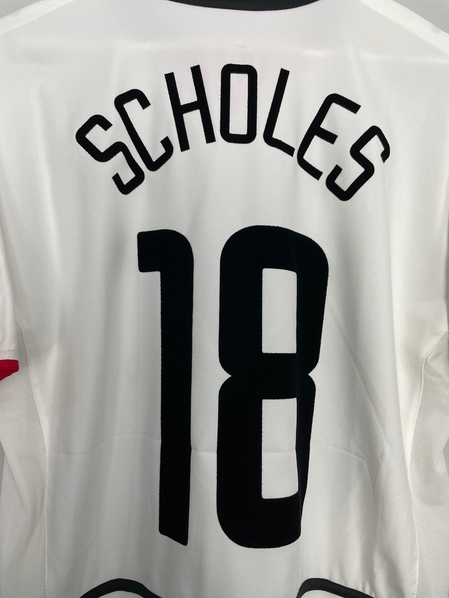 Shop 2002/03 MANCHESTER UNITED SCHOLES #18 C/L AWAY SHIRT (M) NIKE, classic football shirts, vintage football shirts & retro soccer jerseys at Cult Kits