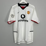 Shop 2002/03 MANCHESTER UNITED SCHOLES #18 C/L AWAY SHIRT (M) NIKE, classic football shirts, vintage football shirts & retro soccer jerseys at Cult Kits