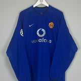 2002/03 MANCHESTER UNITED SOLSKJAER 20 L/S C/L AWAY SHIRT (XL) NIKE - Cult Kits - XL - Buy Vintage Football Shirts, Authentic Retro Football Shirts For Sale, Classic Football Shirts & Soccer Jersey