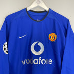 2002/03 MANCHESTER UNITED SOLSKJAER 20 L/S C/L AWAY SHIRT (XL) NIKE - Cult Kits - XL - Buy Vintage Football Shirts, Authentic Retro Football Shirts For Sale, Classic Football Shirts & Soccer Jersey