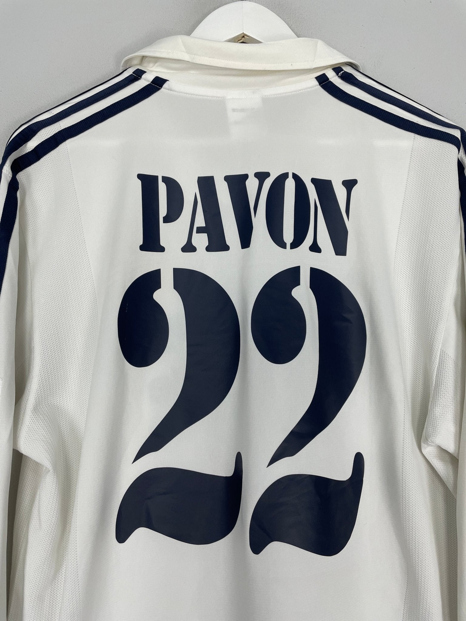Shop 2002/03 REAL MADRID PAVON #22 *PLAYER ISSUE* L/S C/L HOME SHIRT (L) ADIDAS, classic football shirts, vintage football shirts & retro soccer jerseys at Cult Kits