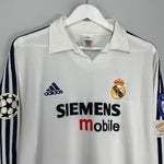 Shop 2002/03 REAL MADRID PAVON #22 *PLAYER ISSUE* L/S C/L HOME SHIRT (L) ADIDAS, classic football shirts, vintage football shirts & retro soccer jerseys at Cult Kits