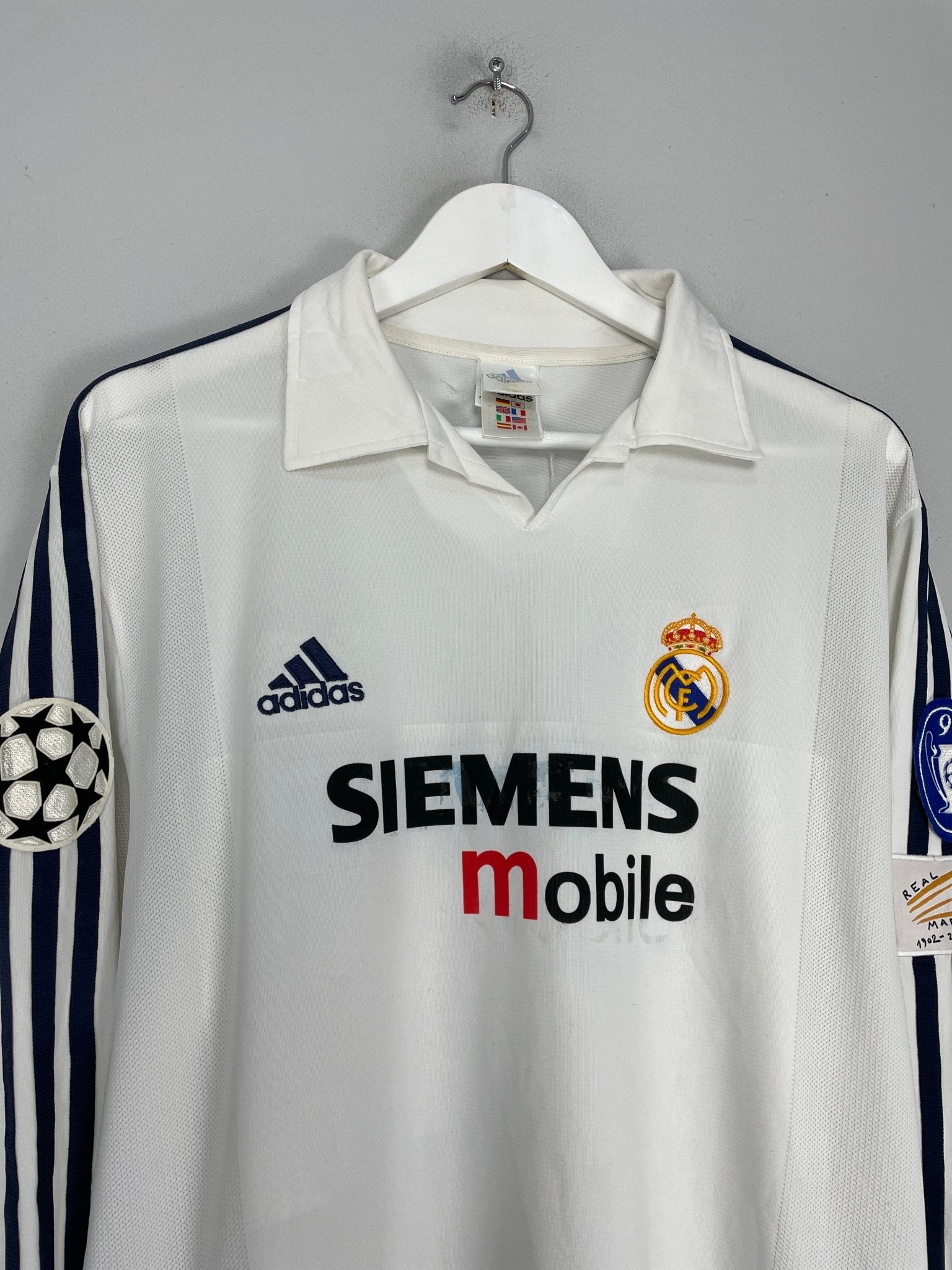 Shop 2002/03 REAL MADRID PAVON #22 *PLAYER ISSUE* L/S C/L HOME SHIRT (L) ADIDAS, classic football shirts, vintage football shirts & retro soccer jerseys at Cult Kits