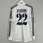Shop 2002/03 REAL MADRID PAVON #22 *PLAYER ISSUE* L/S C/L HOME SHIRT (L) ADIDAS, classic football shirts, vintage football shirts & retro soccer jerseys at Cult Kits