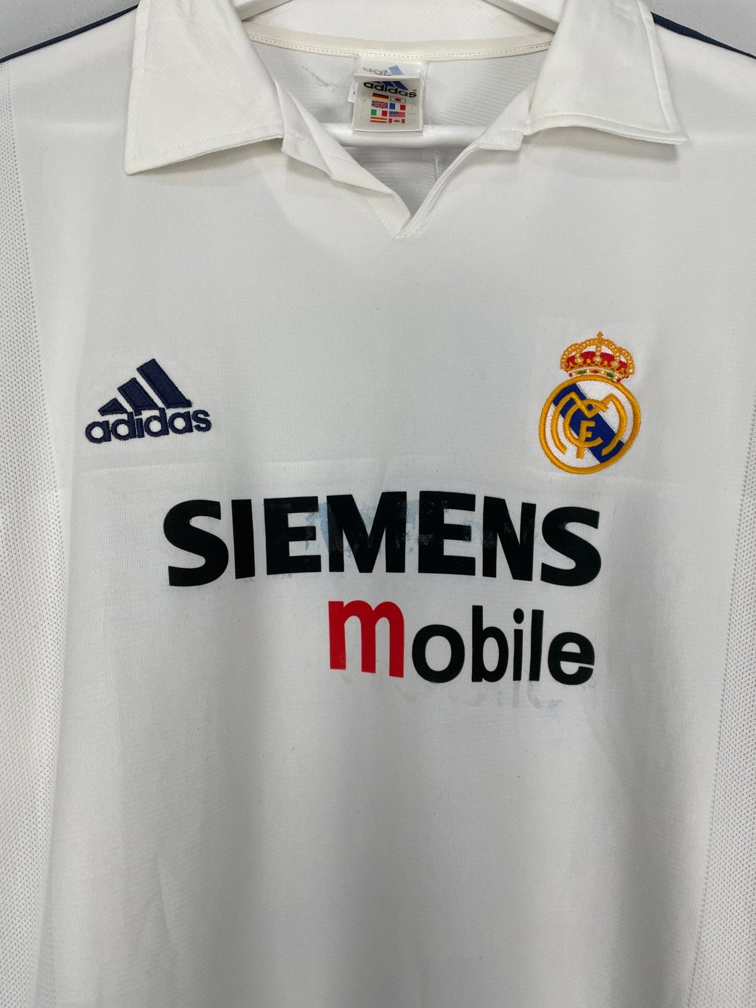 Shop 2002/03 REAL MADRID PAVON #22 *PLAYER ISSUE* L/S C/L HOME SHIRT (L) ADIDAS, classic football shirts, vintage football shirts & retro soccer jerseys at Cult Kits